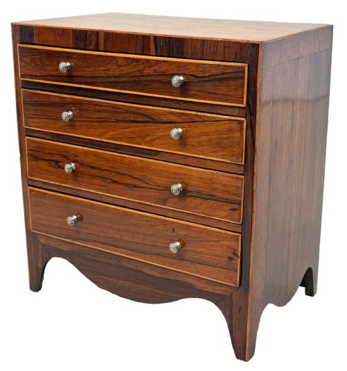 GEORGIAN ROSEWOOD MINIATURE CHEST OF DRAWERS - ADDITIONAL PHOTO 3