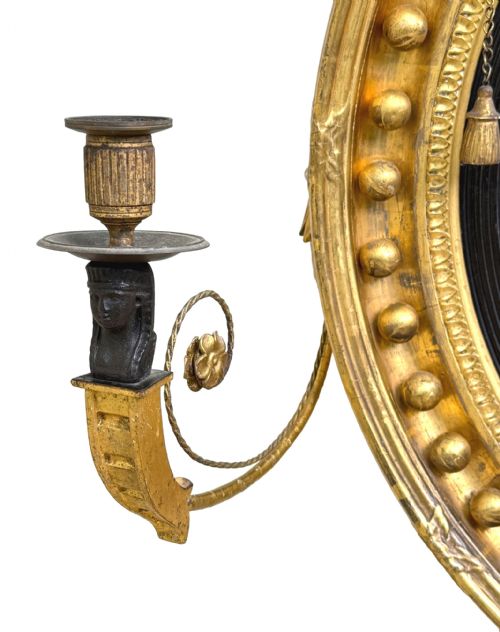 LARGE 19TH CENTURY REGENCY GILTWOOD CONVEX MIRROR - ADDITIONAL PHOTO 3