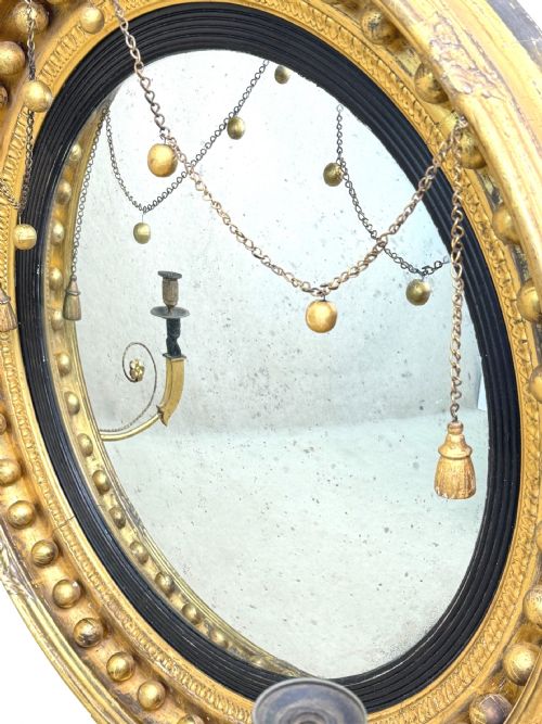 LARGE 19TH CENTURY REGENCY GILTWOOD CONVEX MIRROR - ADDITIONAL PHOTO 7