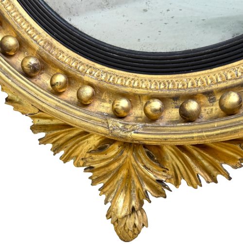 LARGE 19TH CENTURY REGENCY GILTWOOD CONVEX MIRROR - ADDITIONAL PHOTO 8
