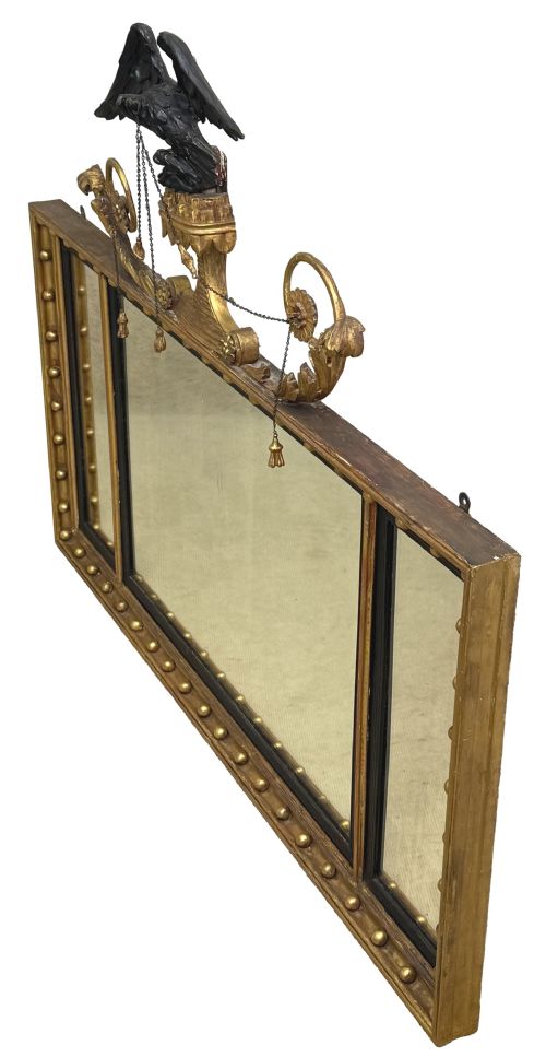 REGENCY RECTANGULAR GILTWOOD OVERMANTLE MIRROR - ADDITIONAL PHOTO 2
