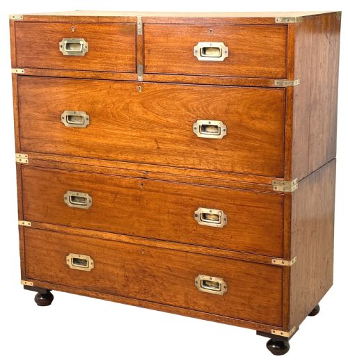 CAMPHOR WOOD 19TH CENTURY MILITARY CAMPAIGN CHEST OF DRAWERS - ADDITIONAL PHOTO 1