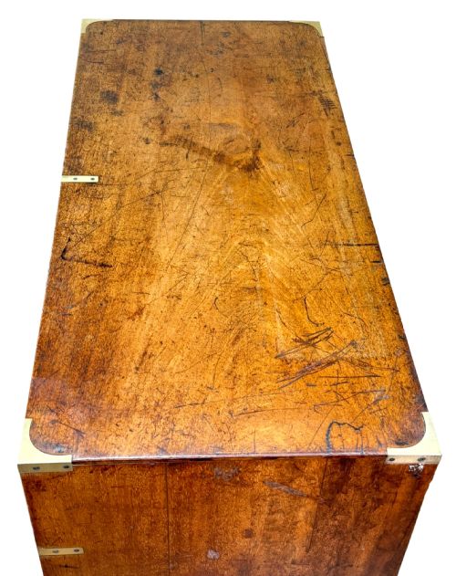CAMPHOR WOOD 19TH CENTURY MILITARY CAMPAIGN CHEST OF DRAWERS - ADDITIONAL PHOTO 2