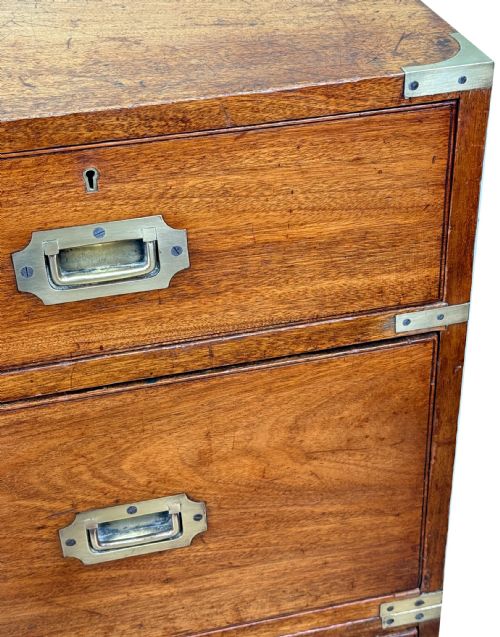 CAMPHOR WOOD 19TH CENTURY MILITARY CAMPAIGN CHEST OF DRAWERS - ADDITIONAL PHOTO 3