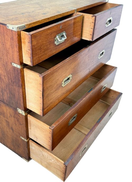CAMPHOR WOOD 19TH CENTURY MILITARY CAMPAIGN CHEST OF DRAWERS - ADDITIONAL PHOTO 4