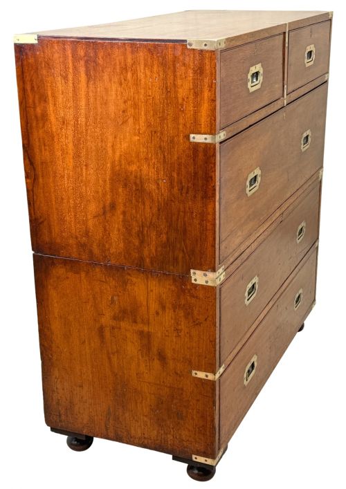 CAMPHOR WOOD 19TH CENTURY MILITARY CAMPAIGN CHEST OF DRAWERS - ADDITIONAL PHOTO 6