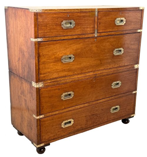 CAMPHOR WOOD 19TH CENTURY MILITARY CAMPAIGN CHEST OF DRAWERS - ADDITIONAL PHOTO 13