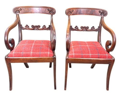 PAIR OF LARGE REGENCY MAHOGANY CARVER ARMCHAIRS - ADDITIONAL PHOTO 14