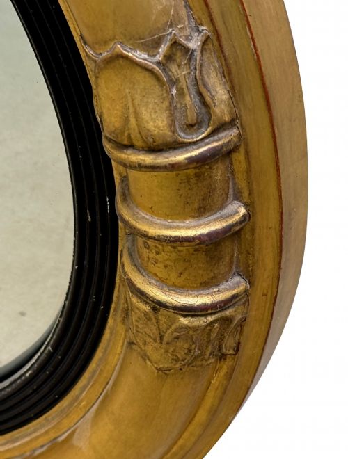 SMALL MID 19TH CENTURY GILTWOOD CIRCULAR CONVEX MIRROR - ADDITIONAL PHOTO 5