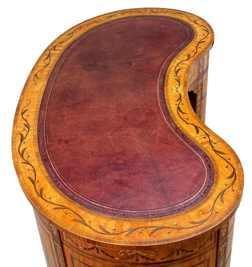 LATE 19TH CENTURY SATINWOOD KIDNEY SHAPED DESK BY EDWARDS ROBERTS - ADDITIONAL PHOTO 3