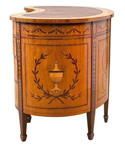 LATE 19TH CENTURY SATINWOOD KIDNEY SHAPED DESK BY EDWARDS ROBERTS - ADDITIONAL PHOTO 7
