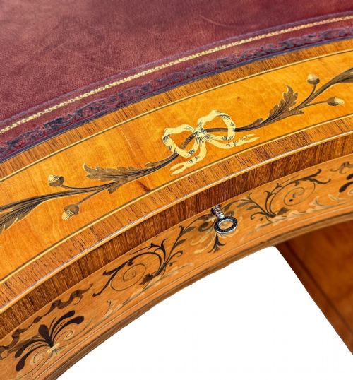 LATE 19TH CENTURY SATINWOOD KIDNEY SHAPED DESK BY EDWARDS ROBERTS - ADDITIONAL PHOTO 8