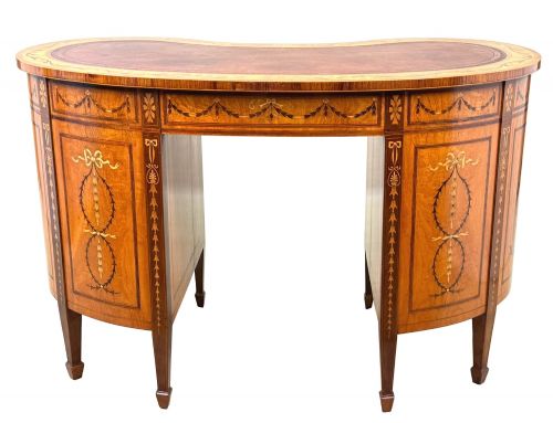 LATE 19TH CENTURY SATINWOOD KIDNEY SHAPED DESK BY EDWARDS ROBERTS - ADDITIONAL PHOTO 12