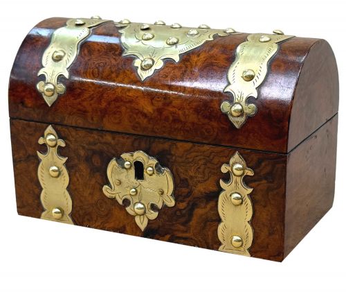 19TH CENTURY BURR WALNUT STATIONARY BOX