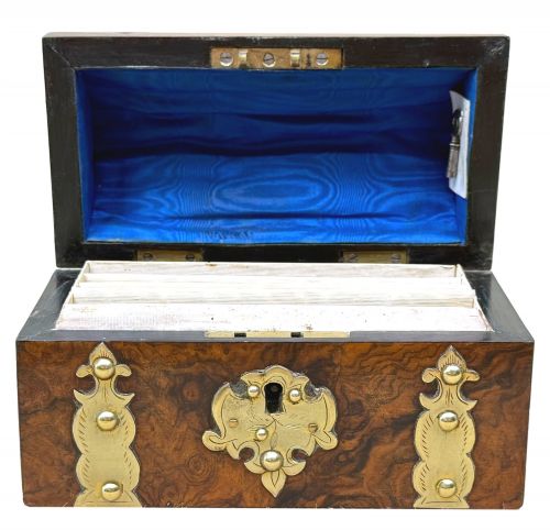 19TH CENTURY BURR WALNUT STATIONARY BOX - ADDITIONAL PHOTO 2