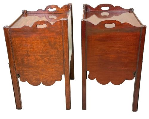 GEORGIAN 18TH CENTURY MATCHED PAIR OF MAHOGANY BEDSIDE NIGHT TABLES - ADDITIONAL PHOTO 9