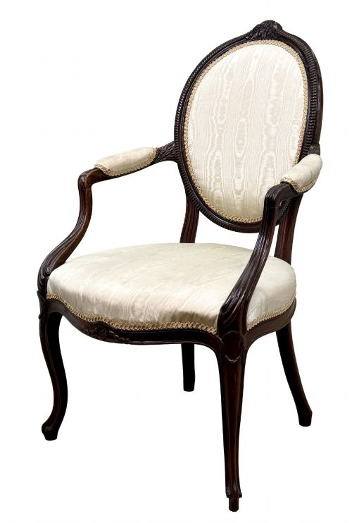 GEORGIAN 18TH CENTURY ENGLISH HEPPLEWHITE MAHOGANY SALON CHAIR