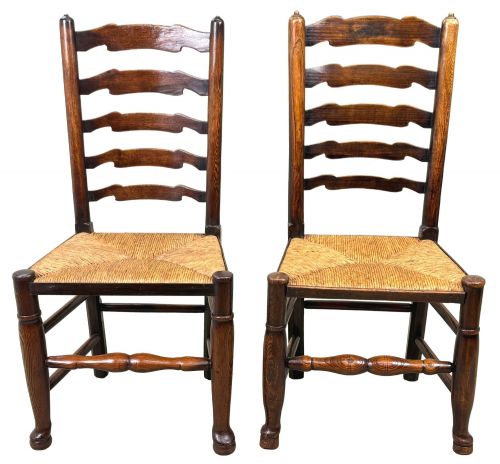 SET OF 10 GEORGIAN LADDERBACK FARMHOUSE KITCHEN DINING CHAIRS EARLY 19TH CENTURY - ADDITIONAL PHOTO 1