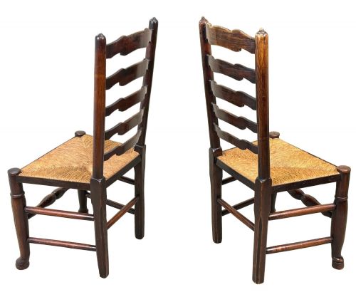 SET OF 10 GEORGIAN LADDERBACK FARMHOUSE KITCHEN DINING CHAIRS EARLY 19TH CENTURY - ADDITIONAL PHOTO 2