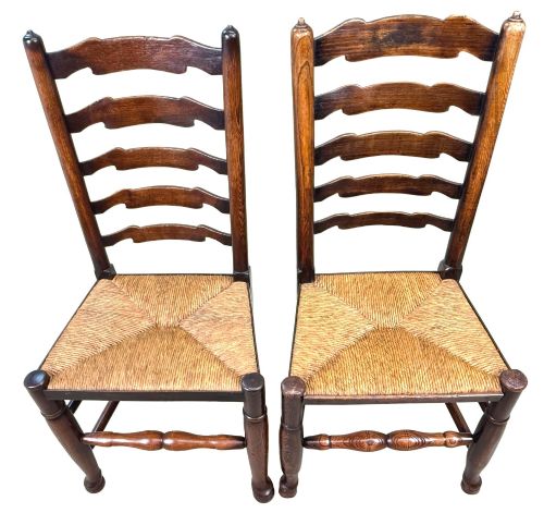 SET OF 10 GEORGIAN LADDERBACK FARMHOUSE KITCHEN DINING CHAIRS EARLY 19TH CENTURY - ADDITIONAL PHOTO 3