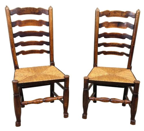 SET OF 10 GEORGIAN LADDERBACK FARMHOUSE KITCHEN DINING CHAIRS EARLY 19TH CENTURY - ADDITIONAL PHOTO 6