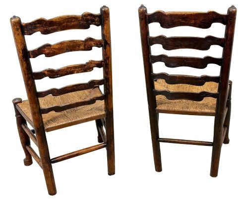 SET OF 10 GEORGIAN LADDERBACK FARMHOUSE KITCHEN DINING CHAIRS EARLY 19TH CENTURY - ADDITIONAL PHOTO 9