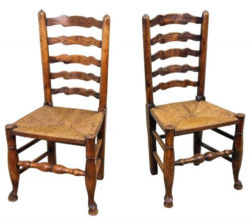 SET OF 10 GEORGIAN LADDERBACK FARMHOUSE KITCHEN DINING CHAIRS EARLY 19TH CENTURY - ADDITIONAL PHOTO 10