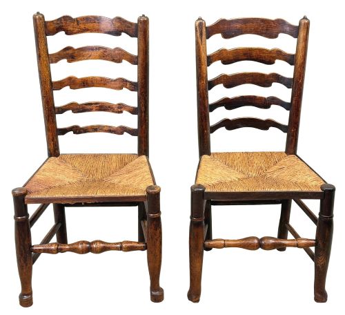 SET OF 10 GEORGIAN LADDERBACK FARMHOUSE KITCHEN DINING CHAIRS EARLY 19TH CENTURY - ADDITIONAL PHOTO 13