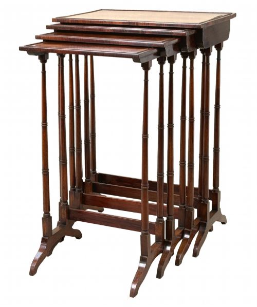 FINE QUALITY REGENCY ROSEWOOD QUARTETTO NEST OF FOUR OCCASIONAL TABLES