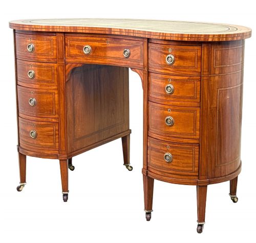 19TH CENTURY SATINWOOD KIDNEY SHAPED DESK