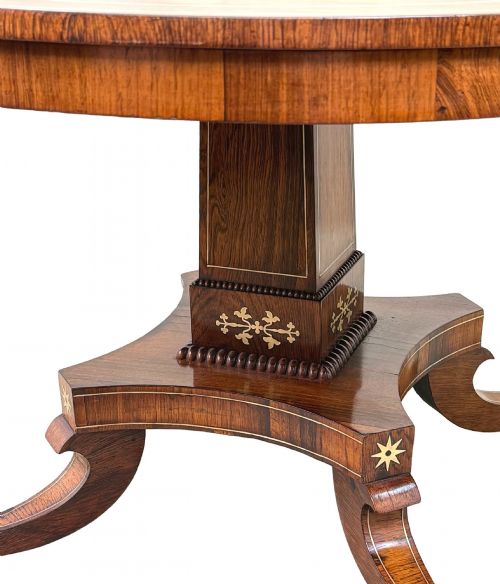 SMALL REGENCY ROSEWOOD BRASS INLAID CIRCULAR CENTRE TABLE - ADDITIONAL PHOTO 2