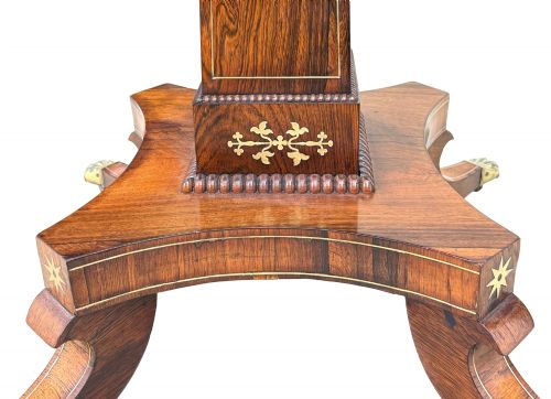 SMALL REGENCY ROSEWOOD BRASS INLAID CIRCULAR CENTRE TABLE - ADDITIONAL PHOTO 9
