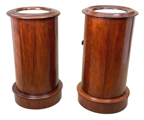 MATCHED PAIR OF 19TH CENTURY MAHOGANY CYLINDRICAL BEDSIDE NIGHT TABLES - ADDITIONAL PHOTO 2