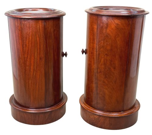 MATCHED PAIR OF 19TH CENTURY MAHOGANY CYLINDRICAL BEDSIDE NIGHT TABLES - ADDITIONAL PHOTO 6