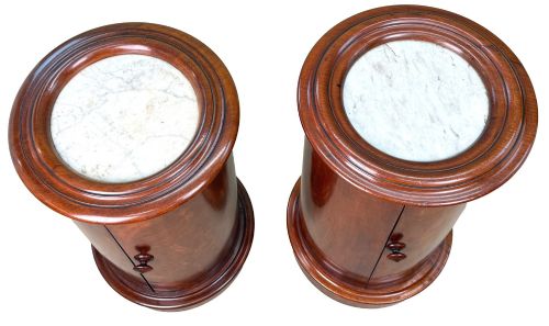 MATCHED PAIR OF 19TH CENTURY MAHOGANY CYLINDRICAL BEDSIDE NIGHT TABLES - ADDITIONAL PHOTO 7