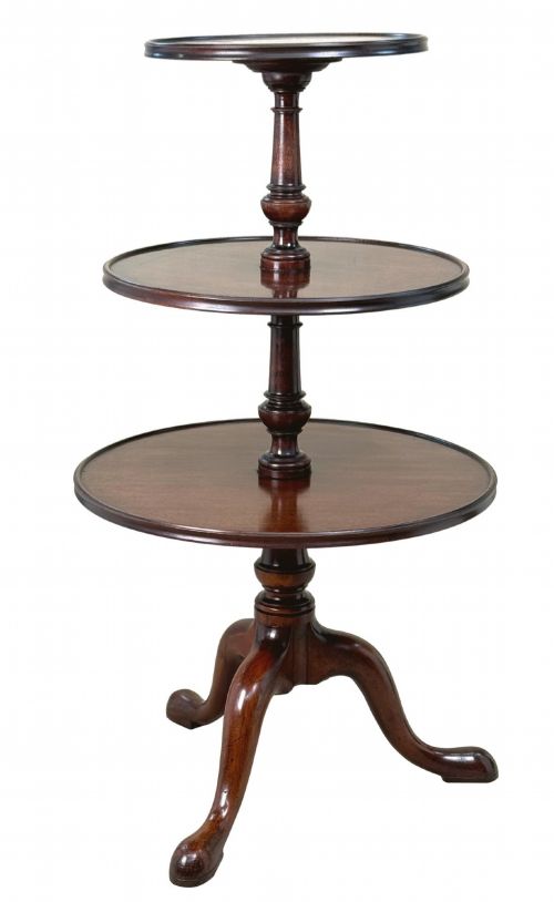 GEORGIAN 18TH CENTURY MAHOGANY THREE TIER DUMBWAITER