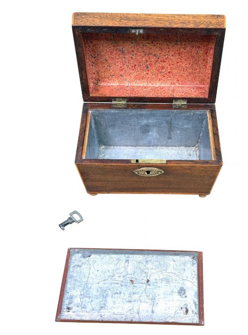GEORGIAN 18TH CENTURY MAHOGANY SARCOPHAGUS SHAPED TEA CADDY - ADDITIONAL PHOTO 5
