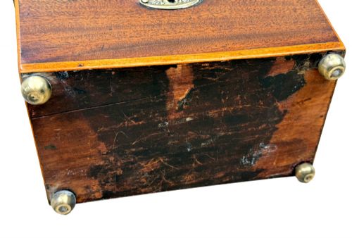 GEORGIAN 18TH CENTURY MAHOGANY SARCOPHAGUS SHAPED TEA CADDY - ADDITIONAL PHOTO 8