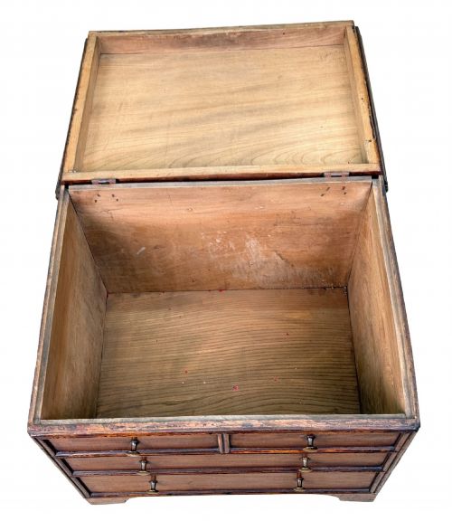 RARE 18TH CENTURY ELM CLOSE STOOL IN THE FORM OF A SMALL GEORGIAN BEDSIDE CHEST - ADDITIONAL PHOTO 7