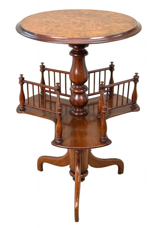 19TH CENTURY BURR WALNUT CIRCULAR OCCASIONAL BOOK TABLE VICTORIAN - ADDITIONAL PHOTO 11