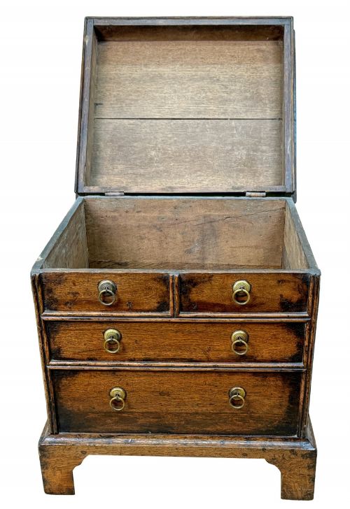 CHARMING 18TH CENTURY RARE OAK CLOSE STOOL IN THE FORM OF A SMALL BEDSIDE CHEST - ADDITIONAL PHOTO 2