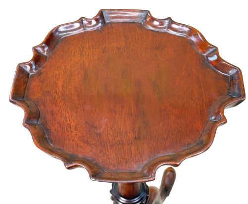 18TH CENTURY GEORGE III PERIOD MAHOGANY KETTLE STAND WITH PIECRUST TOP - ADDITIONAL PHOTO 3