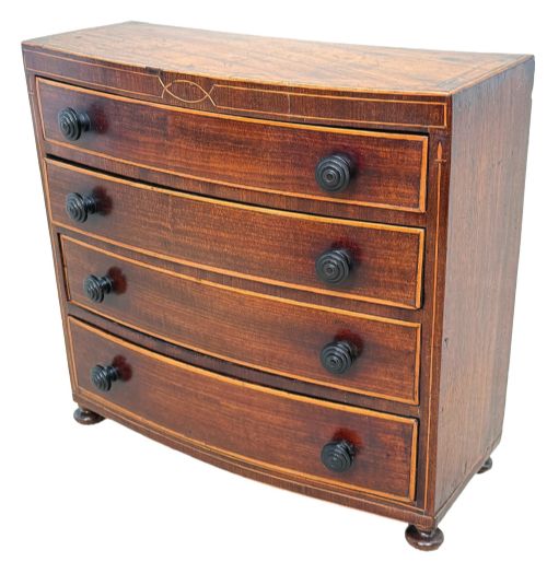 Charming 18th Century Georgian Bowfront Miniature Chest of Drawers