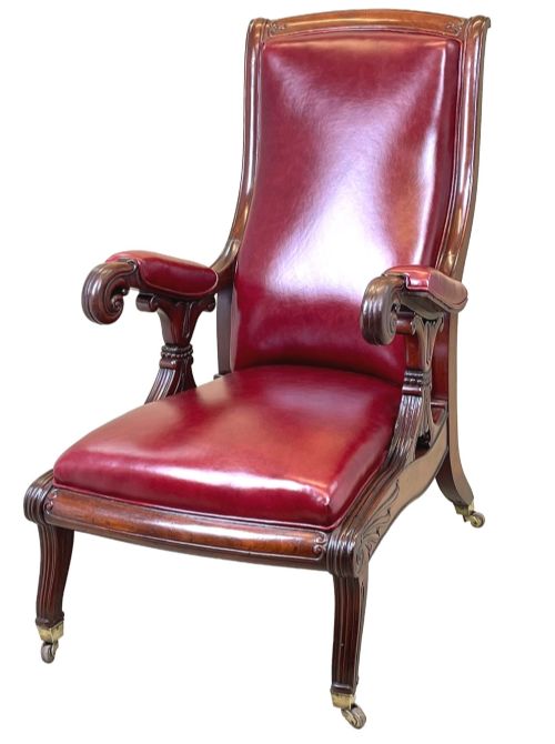 19th Century Mahogany Leather Library Chair