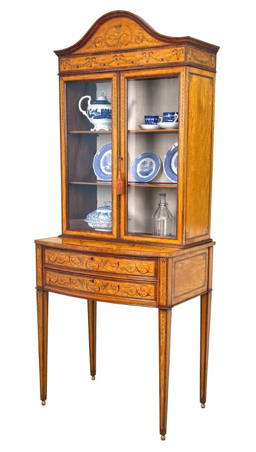 Exceptional Quality 19th Century Satinwood Display Cabinet, Attributed to Edwards & Roberts