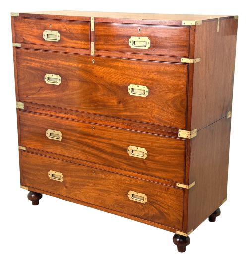 Superb Quality Mid 19th Century Camphor Wood Military Campaign Chest of Drawers