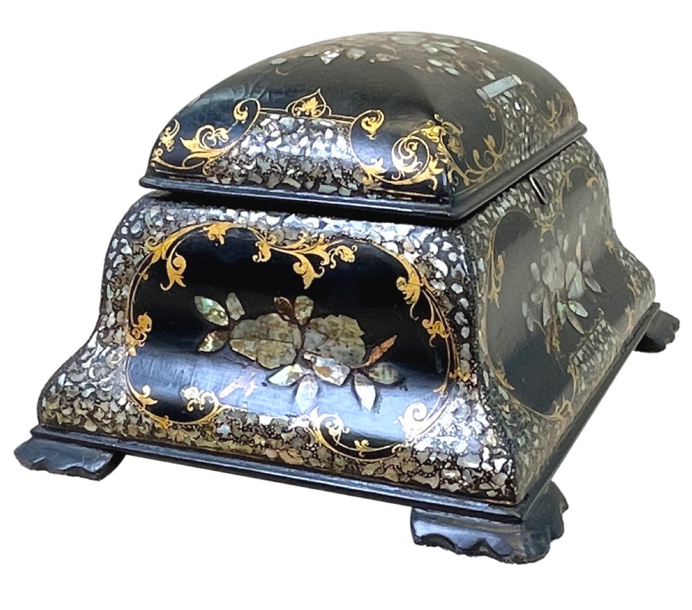 19th Century Papier Mache Tea Caddy View IX