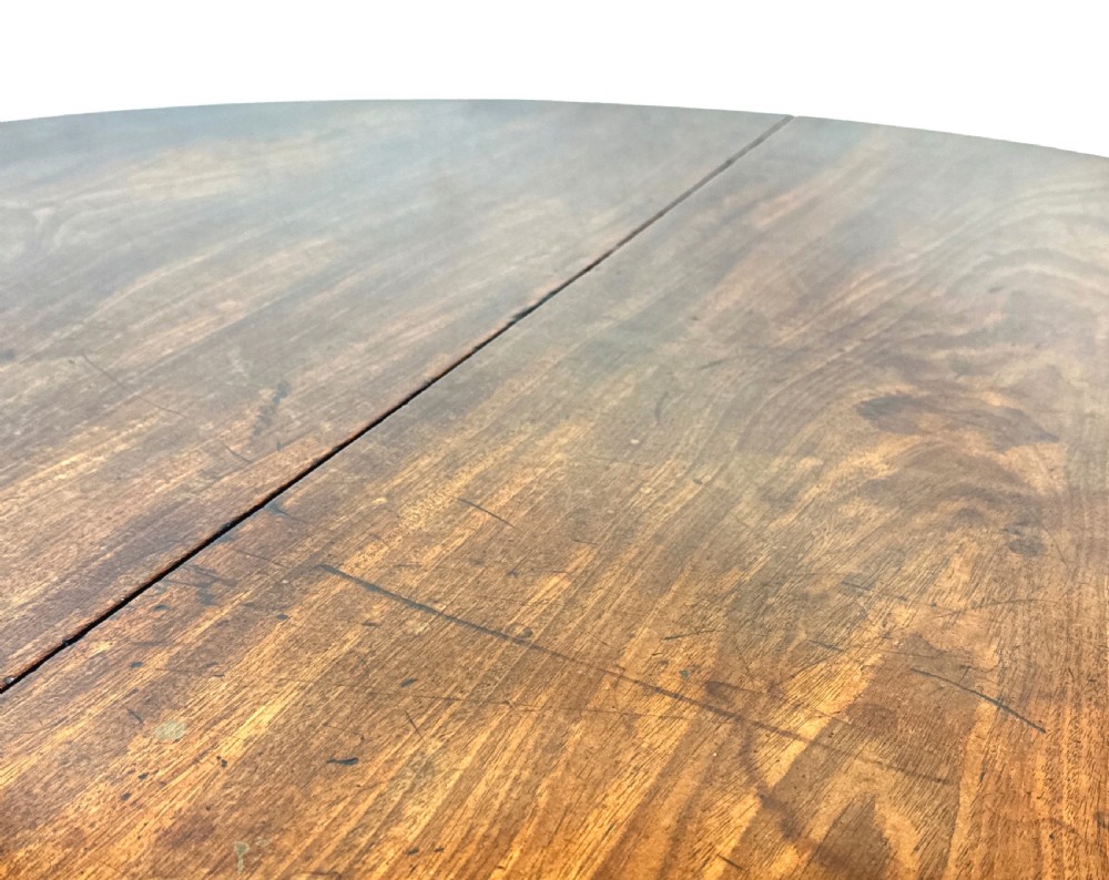 A Georgian dark mahogany drop-leaf dining table with an oval top and tapered legs featuring pad feet. View VI