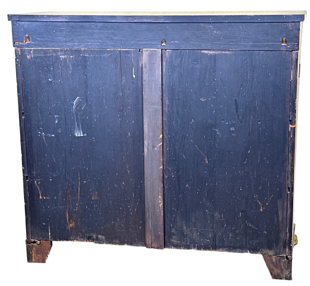 A Regency simulated rosewood side cabinet with gilded floral details, fabric door inserts, side columns, and gilded lion paw feet. View VIII