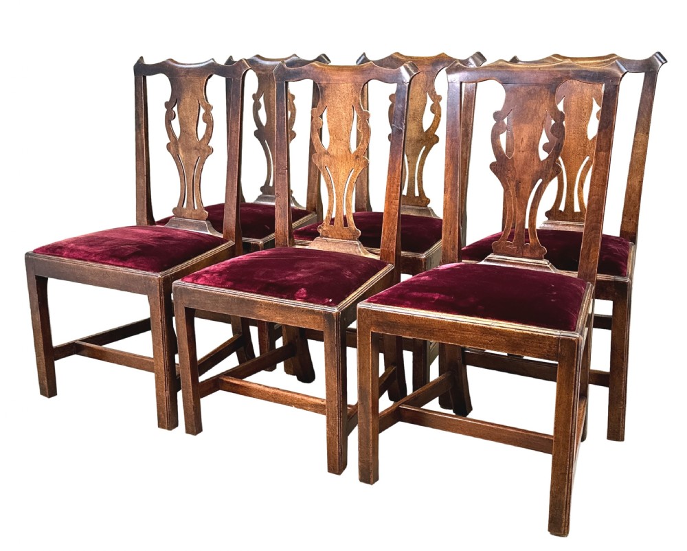 Set Of Six Georgian Walnut Dining Chairs